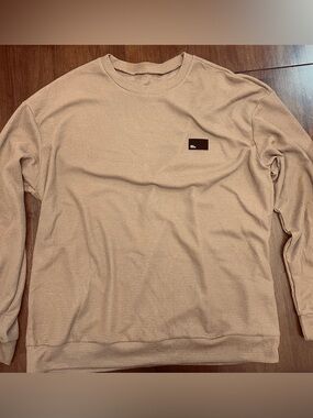 SHEIN Beige Waffle-Knit Crewneck Sweater